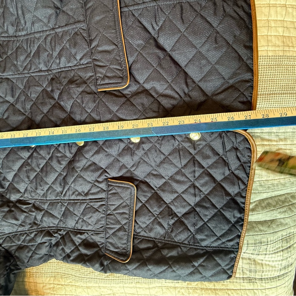 Chico's Blue and Tan Puffer Jacket with Quilted Design Size 2 - Picture 15 of 16